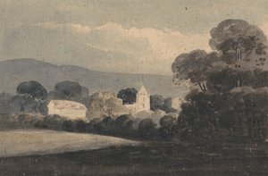 Paisaje con una iglesia entre árboles de William Pearson