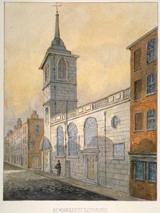 Vista sureste de la Iglesia de Santa Margarita Lothbury, Ciudad de Londres, 1815