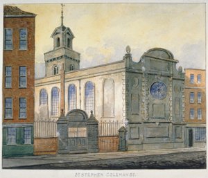Vista sureste de la Iglesia de San Esteban, Coleman Street, Ciudad de Londres, 1815 de William Pearson