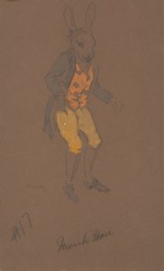 Diseño de vestuario de la Liebre de Marzo para Alicia en el País de las Maravillas de William Penhallow Henderson