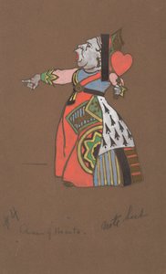 Diseño de vestuario de la Reina de Corazones para Alicia en el País de las Maravillas de William Penhallow Henderson