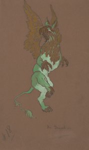 Diseño de vestuario del Grifo para Alicia en el País de las Maravillas de William Penhallow Henderson