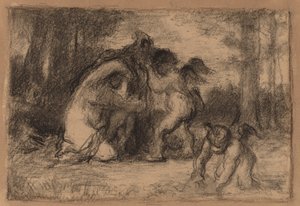 Paisaje Boscoso con Putti Ayudando a una Mujer a Desvestirse de William Perkins Babcock