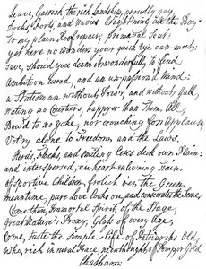 Poema de Lord Chatham a David Garrick, siglo XVIII, 1840