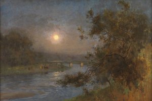 As Twilight Fades beneath the Moon away (óleo sobre lienzo) de William Playfair Dickson