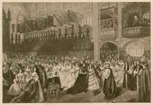 Matrimonio del Príncipe de Gales y la Princesa Alexandra de Dinamarca, Capilla de San Jorge, Castillo de Windsor de William Powell (after) Frith