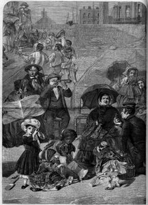Inglaterra victoriana: turistas en la playa de Ramsgate, Inglaterra de William Powell (after) Frith
