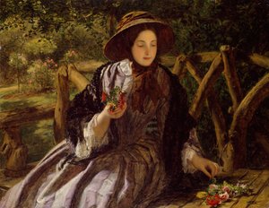 Flores de jardín haciendo un ramo de William Powell Frith
