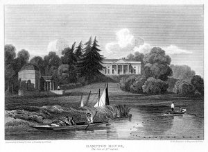 Casa Hampton, la residencia del Sr. Garrick, Hampton, Richmond upon Thames, Londres, 1815