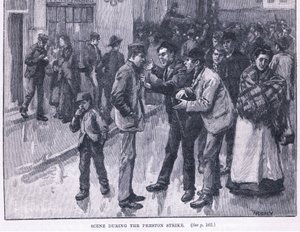 Escena durante la huelga de Preston 1856 d.C.