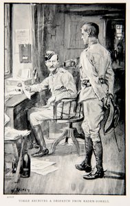 Yorke recibe un despacho de Baden-Powell, ilustración de 