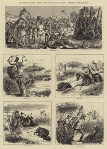 Bocetos de la India, caza de jabalíes en la Presidencia de Bombay de William Ralston