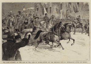 El último intento contra la vida del zar de Rusia, entrada del emperador en San Petersburgo después de su escape de William Ralston