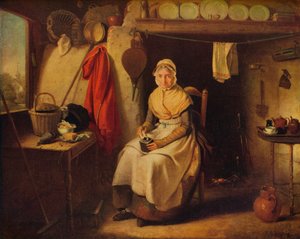Interior de cabaña, en Lexden, Essex, 1802 de William Redmore Bigg