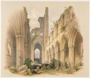 Abadía de Kirkstall, la nave y el coro, de 