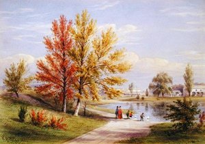 El Lago Superior, Central Park, Ciudad de Nueva York de William Rickarby Miller