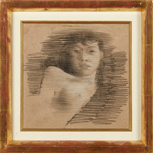 Chica en París (crayón y tiza blanca) de William Rothenstein