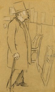 El conocedor - Posiblemente un retrato de Mons. Julien, c.1890 (carboncillo y tiza blanca sobre papel) de William Rothenstein