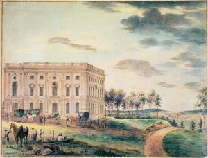 Vista del Capitolio de Washington antes de ser incendiado por los británicos, c.1800 de William Russell Birch