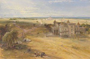 El Dilkoosha, Lucknow en la distancia de William Simpson