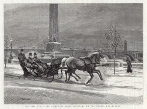 Helada tardía - el Príncipe de Gales en trineo en el Embankment del Támesis de William Small