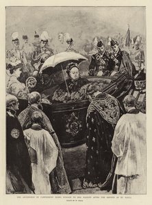 El Arzobispo de Canterbury rindiendo homenaje a Su Majestad después del Servicio en St. Paul