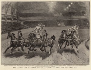 La carrera de carros en el espectáculo de Barnum y Bailey, el inicio de la última carrera de William Small
