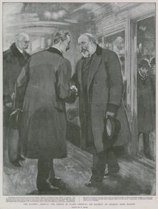 La Llegada del Kaiser: El Príncipe de Gales Saludando a Su Majestad en la Estación de Charing Cross