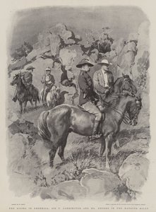 El levantamiento en Rodesia, Sir F Carrington y el Sr. Rhodes en las colinas de Matoppo