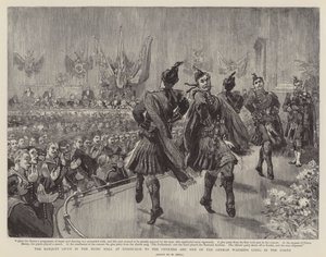 El banquete en el Salón de Música en Edimburgo para los oficiales y hombres de los buques de guerra alemanes en el Forth de William Small