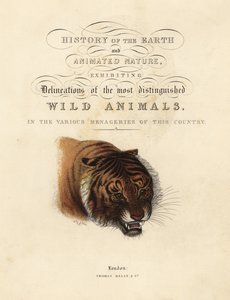 Página de título caligráfico con viñeta de tigre