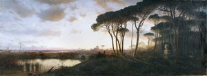 Castillo de Ostia visto desde el bosque de pinos de Castel Fusano, 1881
