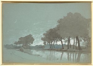 Dibujo, Escena del canal cerca de Brujas, Bélgica, 1875-80 de William Stanley Haseltine