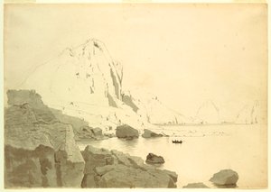 Dibujo, Vista de Capri, Italia, mostrando la costa sur y el Faraglione, ca. 1865 de William Stanley Haseltine