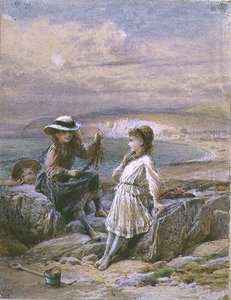 Dos niñas y un niño con algas de William Stephen Coleman