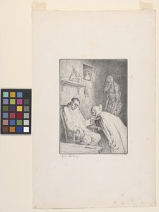Hombre y bruja (aguafuerte) de William Strang