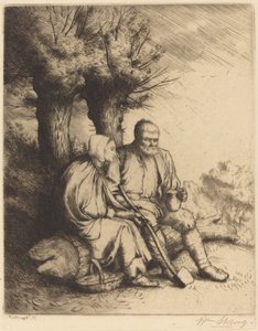 Hombre y mujer bajo un árbol de William Strang
