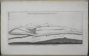 Stonehenge, un templo restaurado para los druidas británicos: Perspectiva del Cursus y Stonehenge, desde el norte de William Stukeley