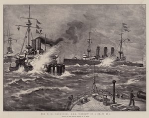 Las maniobras navales, H M S Benbow en un mar agitado