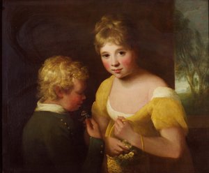 Dos niños con una cesta de flores de William Tate