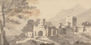 Paisaje italiano con castillo en ruinas de William Taverner