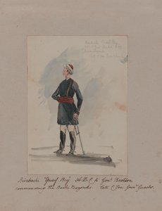 Bimbashi Yusuf Bey A.D.C. al General Beatson comandando los Bashi Bazouks. Tarde C. Fox. Guardias Grenr (acuarela) de William Thomas Markham
