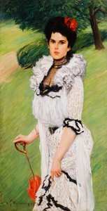 El vestido blanco - Retrato de una joven en un parque, 1903 de William Thomas Smedley