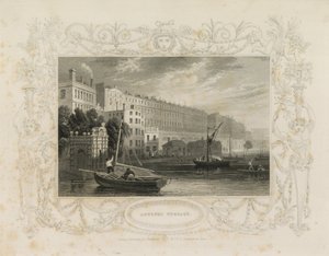 Adelphi Terrace, incluyendo la Puerta de Agua, York Buildings, Londres de William Tombleson