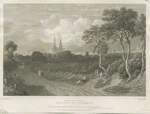 Catedral de Lichfield - Vista Oeste de William Tombleson