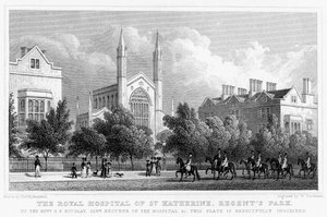 El Hospital Real de Santa Catalina, Regents Park, Londres, 1827 de William Tombleson