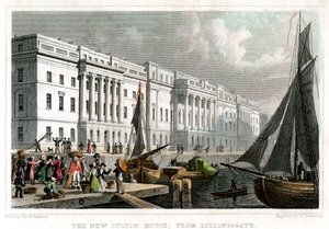 La nueva Aduana, desde Billingsgate, Ciudad de Londres, c1830