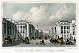 Waterloo Place y parte de Regent Street, Westminster, Londres, 1828