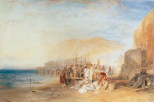 Hastings: Mercado de pescado en la arena, temprano en la mañana de Joseph Mallord William Turner