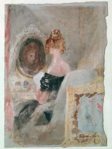 Interior en Petwoath House: Mujer frente al espejo de Joseph Mallord William Turner